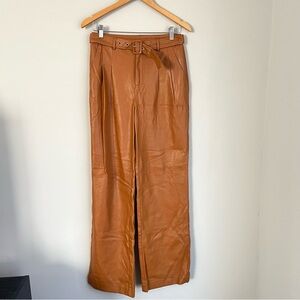 7 For All Mankind Faux Leather Wide Leg Pleated Pants Size Small